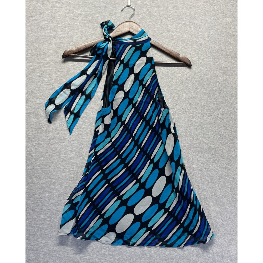 Express Design Studio Blouse Top Womens Small Multicolor Geometric Halter Neck